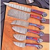 Handmade Custom made FORGED DAMASCUS STEEL CHEF SET Kitchen Knives