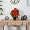 Nearly Natural Hibiscus with Black Hexagon Vase Silk Plant