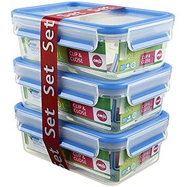 emsa Clip Close Food Storage Container, Set of 3, 1.0 Litre, Blue