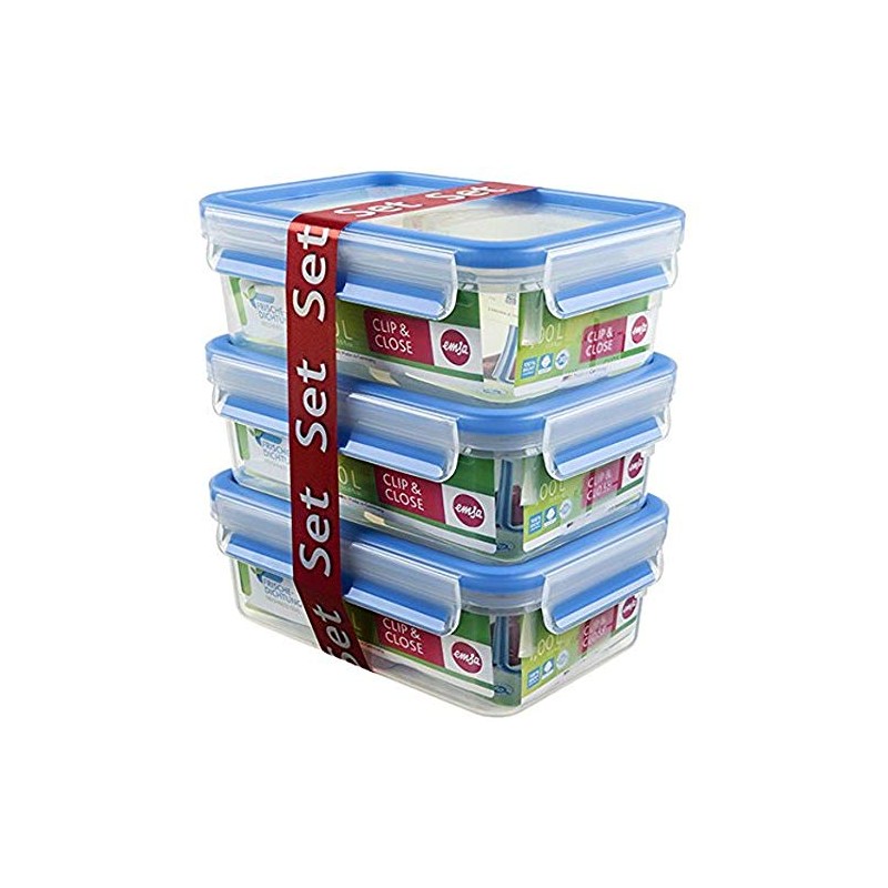 emsa Clip Close Food Storage Container, Set of 3, 1.0