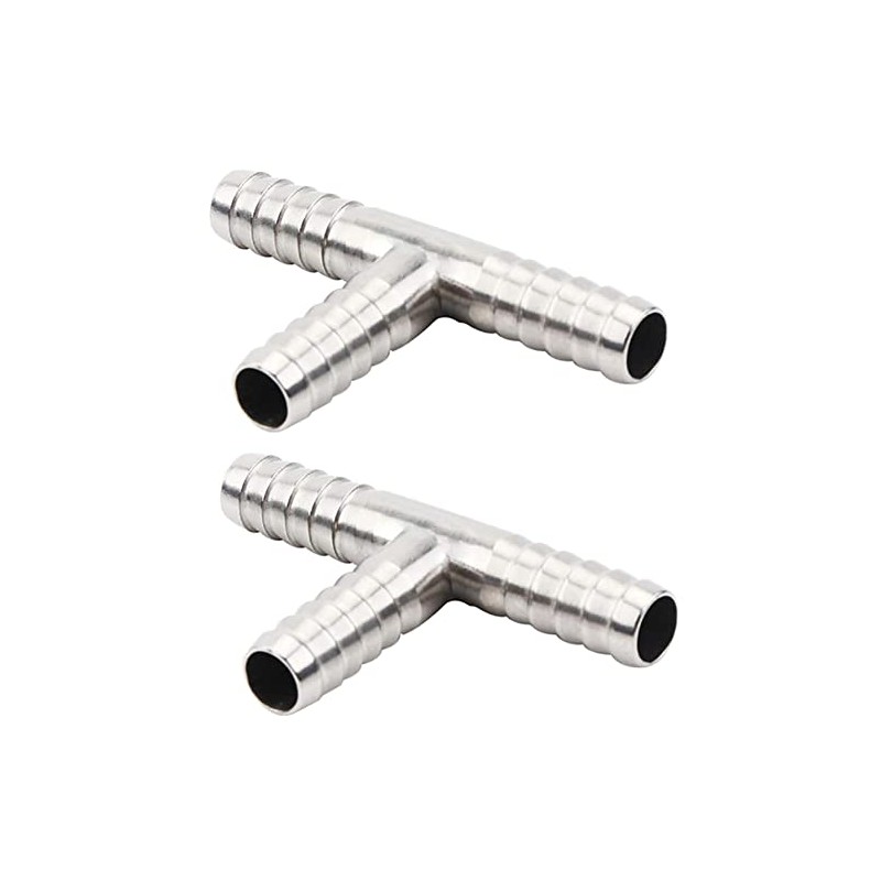 Beduan Stainless Steel 1/4" Hose Barb, 3 Way Tee T