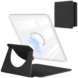360 Degree Rotating Case for 7" Kobo Libra Colour 2024 Released, Detachable Magnetic Design Protective Adjustable Stand Cover Clear Back with Auto Sleep/Wake (Black)