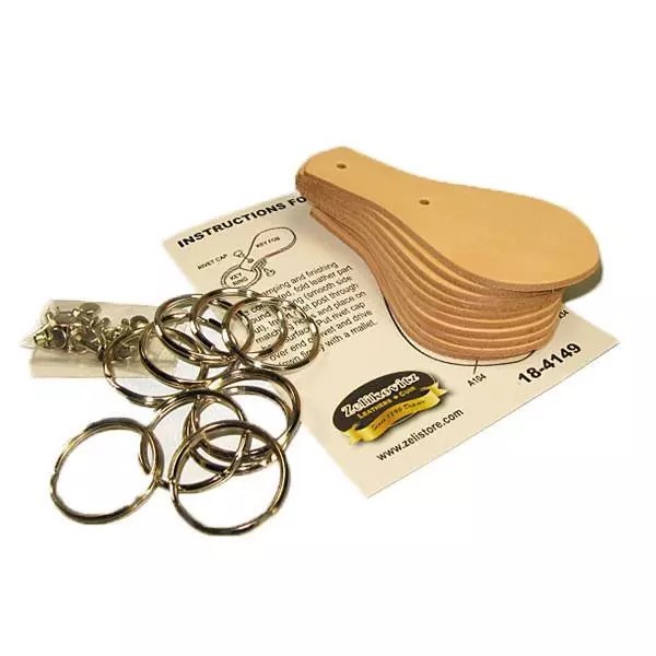 Zelikovitz Key Fob Kit 10 Pack - Vegetable Tanned Tooling