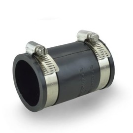 Flexible PVC Coupling With Stainless Steel Clamps, 1.9" Inner diameter for 1-1/2" Nominal Pipe, Black