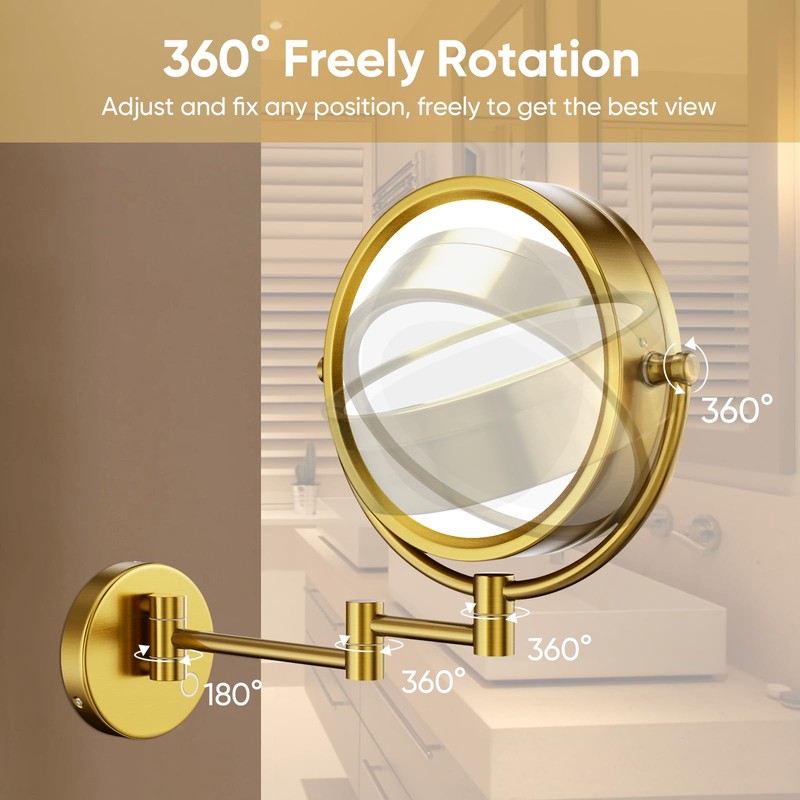 GURUN 8.5" Plug-in Magnifying Makeup Mirror with 3 Tones Dimmable