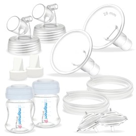 Maymom Breast Pump Parts Compatible with Spectra S2 Spectra S1 Including Flanges (28mm) Valves, Tubes, Bottles, Backflow Protector, Non Original Spectra S2 Accessories (28mm)