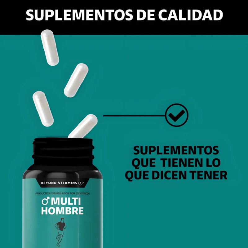 Multi Vitaminico para Hombres contiene Biótina, Manganeso, Te Verde, L