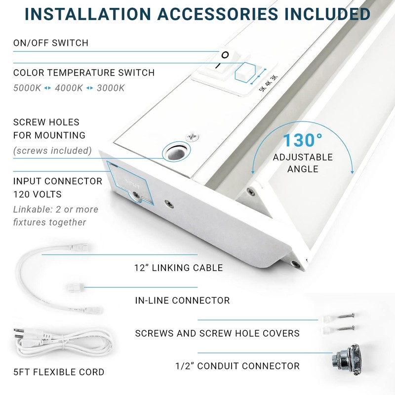 Parmida LED Technologies LED Swivel Under Cabinet Lighting, Hardwired or