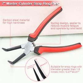 LEONTOOL Curved Long Snap Ring Pliers for Holes, C-Ring Pliers, Circlip Pliers, E-Ring Removal Tool, Removal, 90° Bent Head, Bend, Long Arm, Long Claws, Curved Claws, C-Shaped Retaining Ring, Spring Included, Tool, Work, Repair, Tip Diameter 0.07 inches 