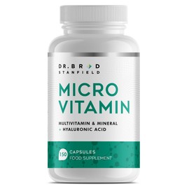 Dr Brad Stanfield Dr Brad Daily Low Dose MultiVitamin & Mineral for Men & Women to Support Cognitive Performance & Memory + Hyaluronic Acid for Skin Health + TMG for Exercise (150 Count)