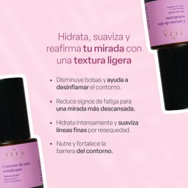 TEIA COSMETICOS Contorno de Ojos Revitalizante, Fórmula 99.1% Natural con Pepino, Aguacate y Rosa Mosqueta, Hidrata y Suaviza, Reduce Bolsas y Líneas de Expresión