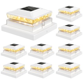 Flyingod Solar Post Caps Light, Fence Post Solar Light for 4x4 5x5 Wooden/Vinyl, Courtyard Atmosphere Warm Lighting LED with IP64 for Decorate Deck Garden Patio Porch (White, 8 Pack)