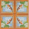 TWO Individual Napkins Koi Fish Lotus Flower Lunch Decoupage (1048)