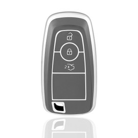 OFF WE GO Car Key Case Key Cover for Ford Focus MK4 MK5 Mondeo Mustang Explorer Edge Fusion Ecosport Car Key Box Key Cover Protective Housing Grey Silver