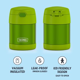 THERMOS FUNTAINER 10 Ounce Stainless Steel Vacuum Insulated Kids Food Jar with Folding Spoon, Lime