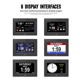 Memwake Digital Alarm Clock, Multiple Alarm Functions, Clock with Date and Day, Digital Alarm and Electronic Calendar for Seniors (White, 7 inch) (7-inch Black WiFi)