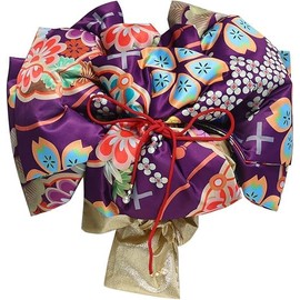 CAMDOM Japanese Kimono Pre-Tied Oversized Bow Sakura Obi Belt Luxury Waistband Sash Yukata Robe Accessories, Purple 1