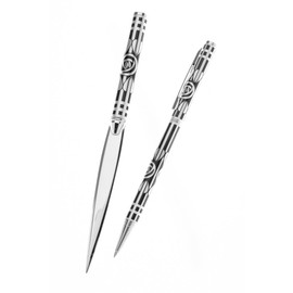 Pen & Letter Opener Set with Mackintosh Silver & Black Rose & Arrow Design