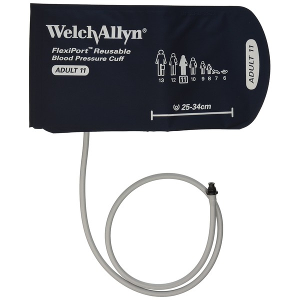 Welch Allyn REUSE-11-1TP FlexiPort Reusable Blood Pressure Cuffs with One-Tube Tri-Purpose Connectors, Adult, Size 11