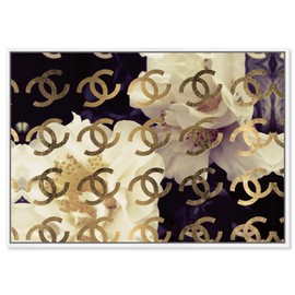 The Oliver Gal Artist Co. Floral and Botanical Framed Wall Art Canvas Prints 'Coco's Gold Camellia' Florals