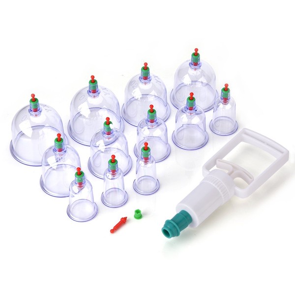 Cupping Set, 12-Cup Chinese Cupping Massage Set with Different Size for Wrinkle Reducer Increase Collage Production Facelift Reduce Cellulite Lymph Drain