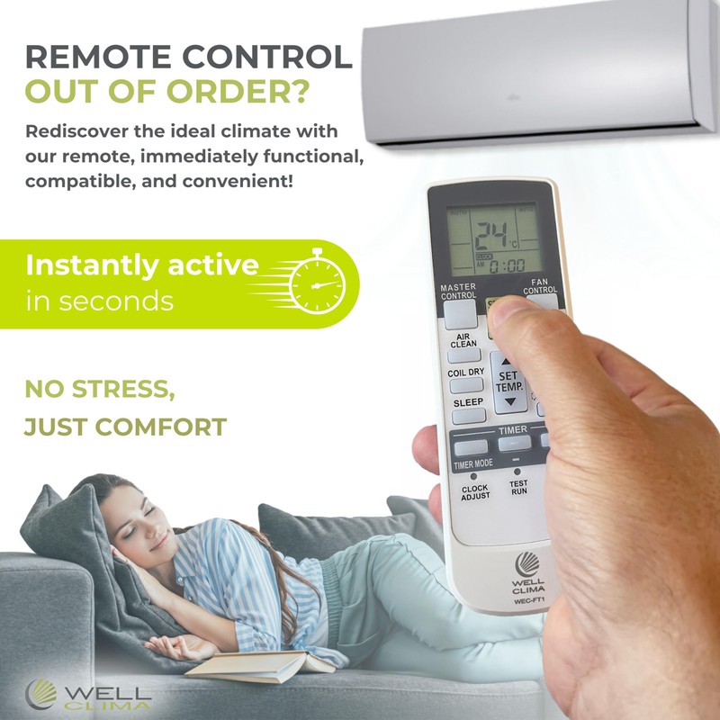 Wellclima WEC-FT1 Remote Compatible with Fujitsu and General Air Conditioners,