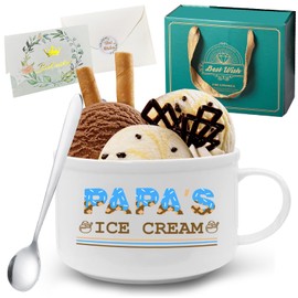 Papa Gifts – Ice Cream Bowl and Scoop, Papa Birthday Gifts, Papa Gifts from Grandkids, Ideal Father’S Day or Christmas Gifts for Papa, Papa Gift from Granddaughter, Grandson - 24 Oz Ice Cream Bowls