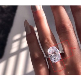 FLYYQMIAO 925 Silver 3CT Engagement Rings Oval Cut Cubic Zirconia CZ Wedding Promise Rings for Her Stunning Bands Anniversary Solitaire CZ Simulated Diamond Ring for Women Size 6-10 (8#)