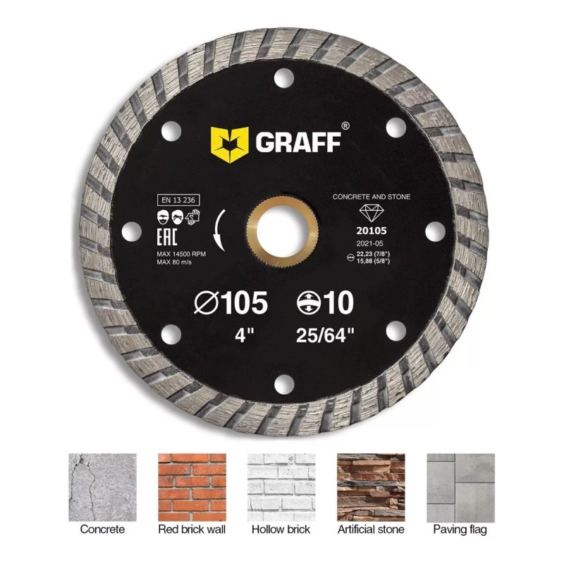 GRAFF Disco Corte Diamante Para Concreto Piedra Mármol 105mm 4puLG
