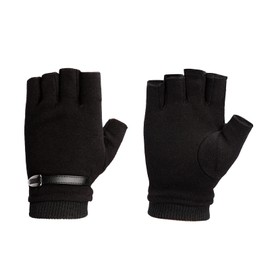 YJZQ Men's Winter Cycling Gloves Fitness Gloves Half Finger Fleece Padded Thermal Riding Biking Gloves for Men Outdoor Gloves, Black