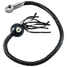 Dream Apparel 36" Leather Motorcycle Get Back Whip for Handlebar Fringed Biker Whip With Pool Ball, Black
