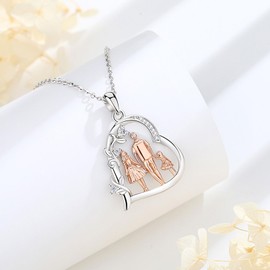 EUDORA Harmony Ball Parent and Child Necklace for Women, 925 Sterling Silver Heart Mom Dad with Daughter Pendant Mother's Day Gift for Mom Wife Gramdma, 18" Stainless Steel Chain