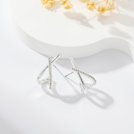 Apsvo Silver Earrings for Women Trendy,Silver Stud Earrings Hypoallergenic CZ Earring for Women Gifts Minimalist Simple Dainty Earrings Jewelry