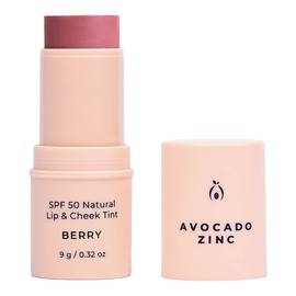 Avocado Zinc SPF50 Natural Lip & Cheek Tint, Berry 9g