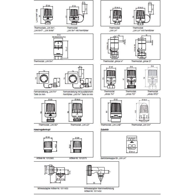 Oventrop Thermostat Uni LH M30 x 1.5 with zero setting