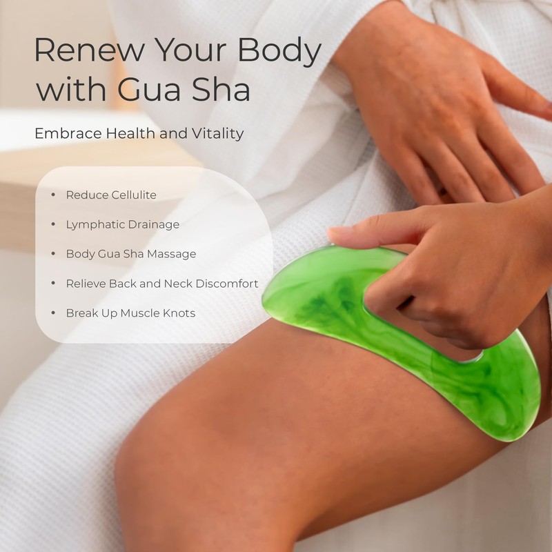 Scienlodic Body Gua Sha Massage Tool with Handle, Larger Guasha