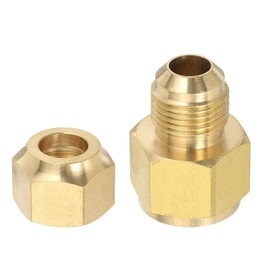 PATIKIL Brass Pipe Fitting, 1/2" G Female x 1/2" Flare Male Reducer Adapter SAE 45 Degree Brass Flare Pipe Extension Connector with Nut for Air Conditioner Gas Line Refrigeration HVAC