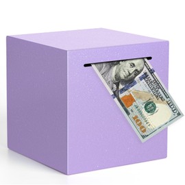 Adults Piggy Bank Must Break to Open, Unbreakable Stainless Steel Piggy Bank for Adults, Metal Savings Box for Cash Saving (Purple, 4.72 inch)