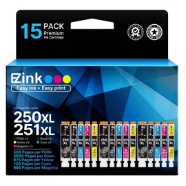 E-Z Ink (TM) - Cartucho de tinta compatible para Canon PGI-250XL CLI-251XL PGI 250 XL CLI 251 XL para usar con impresoras PIXMA MX922 IP7220 MG5520 MG5420 IX6820 IP8720 MG7520 MG7120 MG6320 Paquete de 15