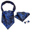 Barry.Wang Ascot Tie - Juego de gemelos cuadrados para hombre,
