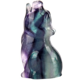 QLRSUXN Rainbow Fluorite Howling Wolf Crystal Figurines, 2.2 Inch Wolf Totem Spirit Animal Statue Decor for Home Office Desk Altar, Hand Carved Natural Healing Crystal Sculpture Gifts for Women Men