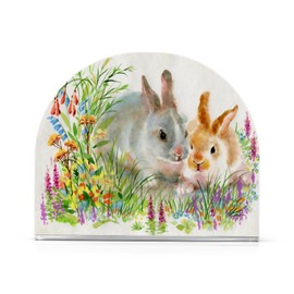 Easter Bunny Flower Napkin Holder for Table Kitchen Decor Acrylic Paper Napkin Holders for Tissue Dining Room Indoor Outdoor Party Holiday Accessories
