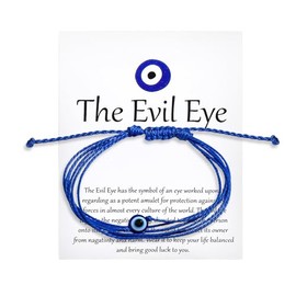 Handmade Evil Eye Colorful Adjustable Braided Thread String Bracelet Friendship Couple Sideways Lightweight Rope Amulet Turkish Lucky Protection Jewerly for Women Men-blue