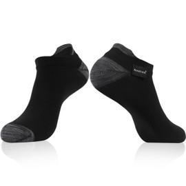 RANDY SUN Waterproof Work Socks for Men Women – Low Cut, Cushioned, Sweat-Wicking with Eco Juncao Fiber 1 pair Dark Grey&Black,M