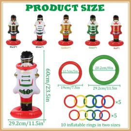 15pcs Christmas Party Ring Toss Game Inflatable Nutcracker Rings Toss Toys,Xmas Party Toss Games Target Toy Christmas Games for Kids,Adults,Indoor Outdoor Family Xmas Fun Games Parties Favors