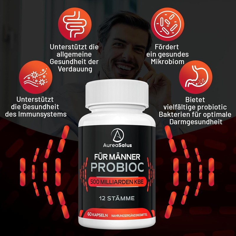 Aureasalus Probiotics for Men – 500 Billion CFU, 12 Strains