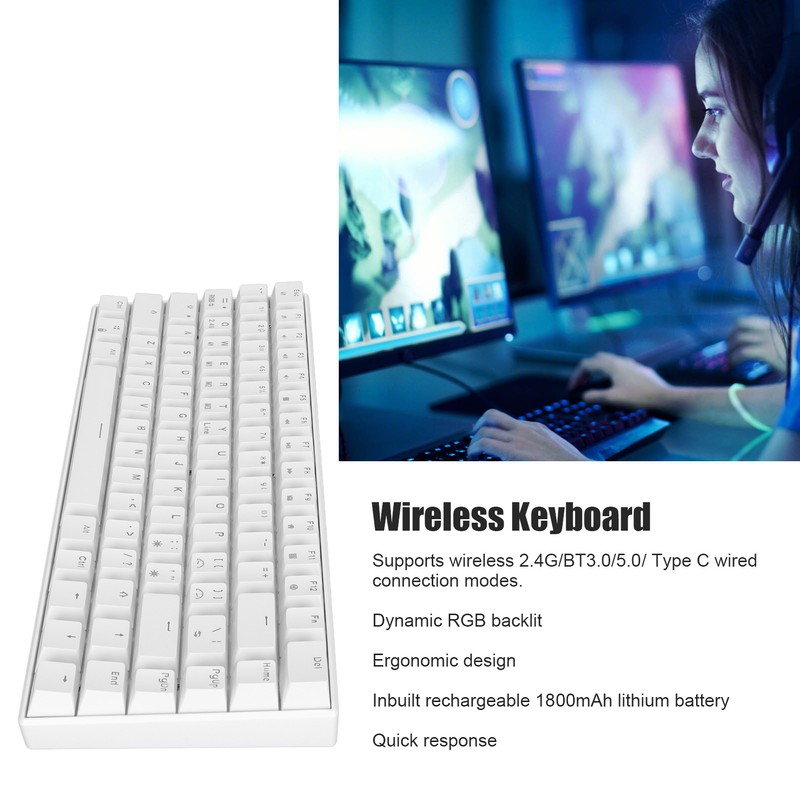 Mechanical Keyboard 82 Keys RGB Wireless 2.4G BT3.0 Type C