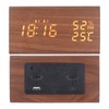 LED Digital Alarm Clock Multipurpose Wooden Clock with Voice Control