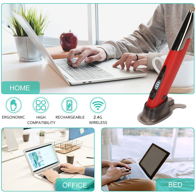 Wireless Pen Mouse Rechargeable Luminous Silent Small Portable Bluetooth 2.4g