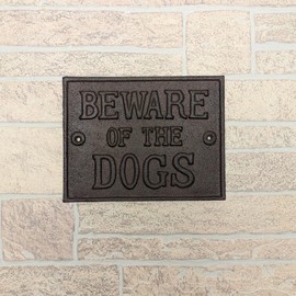 Treasure Gurus Cast Iron Beware of Dogs Warning Caution Sign Rustic Home Front Porch Garden Gate Plaque
